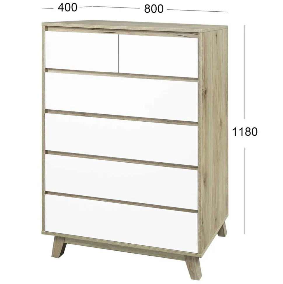 80 cm breite Hochkommode im Skandi Design - Genyna