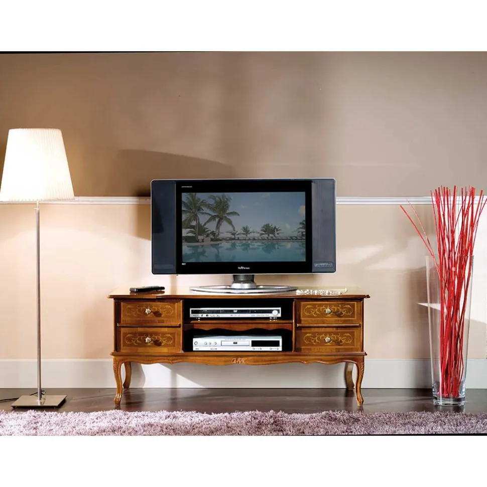 123 cm breite TV Kommode Agosto im Barockstil