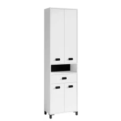 54 cm breiter Bad-Hochschrank in Weiß mit Schwarz - Envaton
