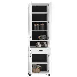 54 cm breiter Bad-Hochschrank in Weiß mit Schwarz - Envaton