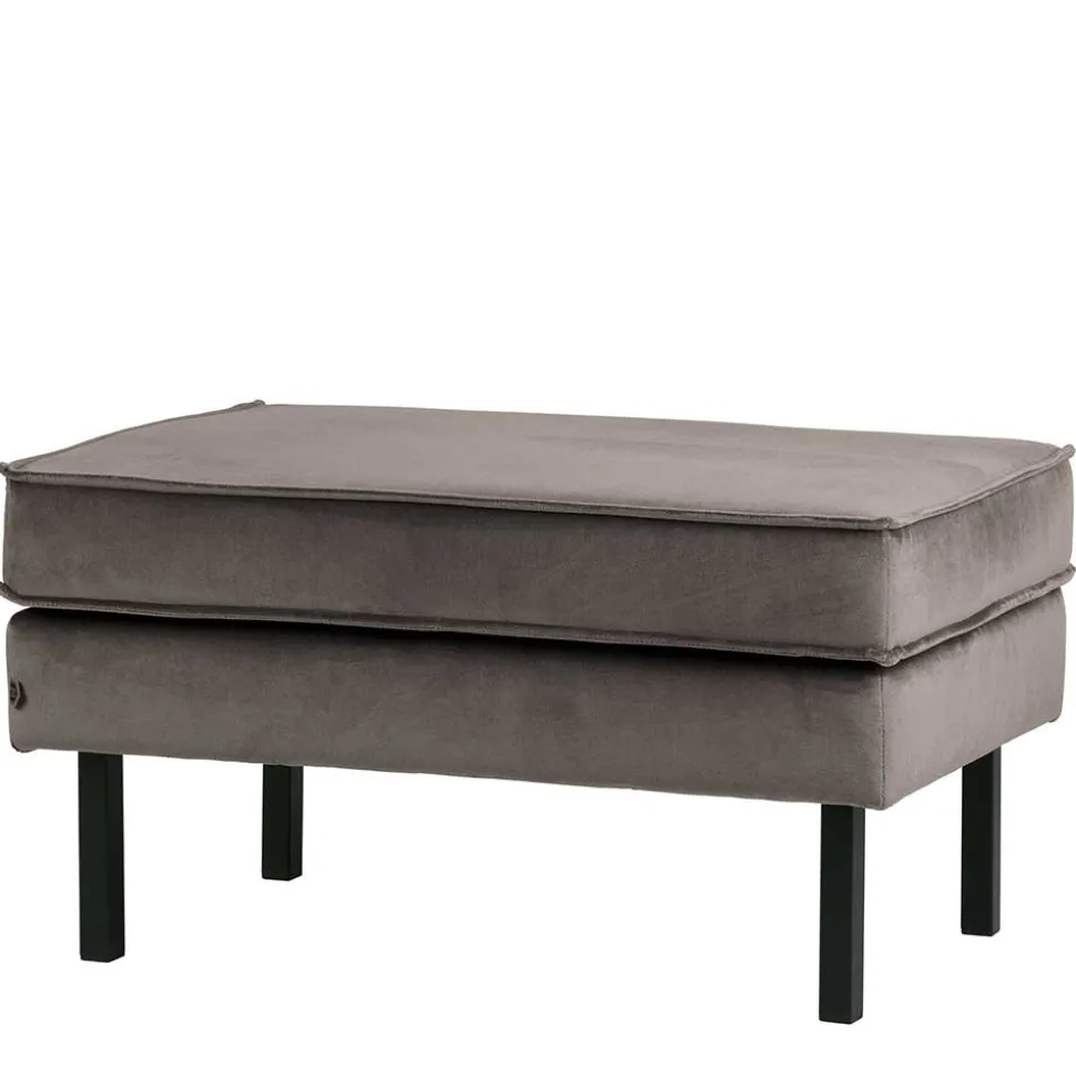 84 cm breiter Hocker mit Samt Taupe - Museo