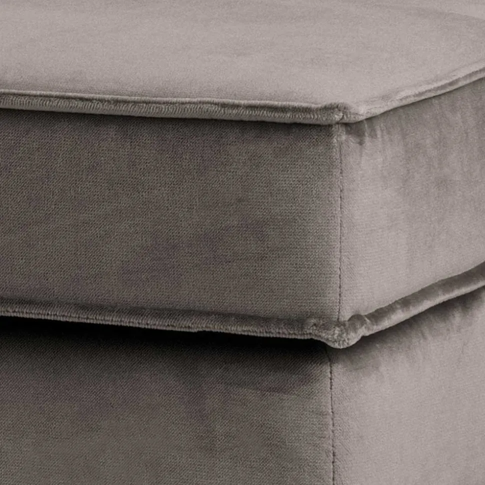 84 cm breiter Hocker mit Samt Taupe - Museo