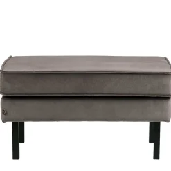 84 cm breiter Hocker mit Samt Taupe - Museo