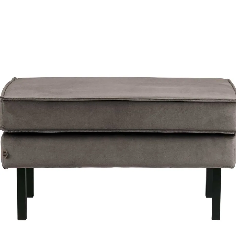 84 cm breiter Hocker mit Samt Taupe - Museo