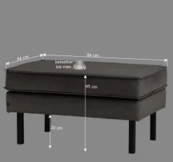 84 cm breiter Hocker mit Samt Taupe - Museo