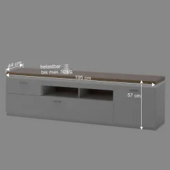 195 cm breites TV Board mit LED Beleuchtung - Caldri