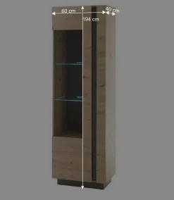 194 cm Hohe Wohnzimmervitrine 1-türig - Lairian