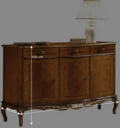 100 cm hohes Sideboard in Nussbaum & Gold - Aciara
