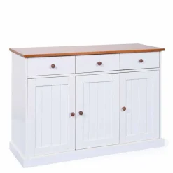 130 cm Kiefer Sideboard in Weiß Braun - Vatina