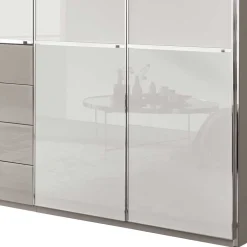 296 cm Kleiderschrank mit Glas in Weiß - Pascan