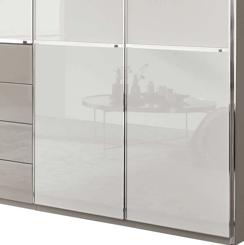 296 cm Kleiderschrank mit Glas in Weiß - Pascan