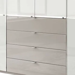 296 cm Kleiderschrank mit Glas in Weiß - Pascan