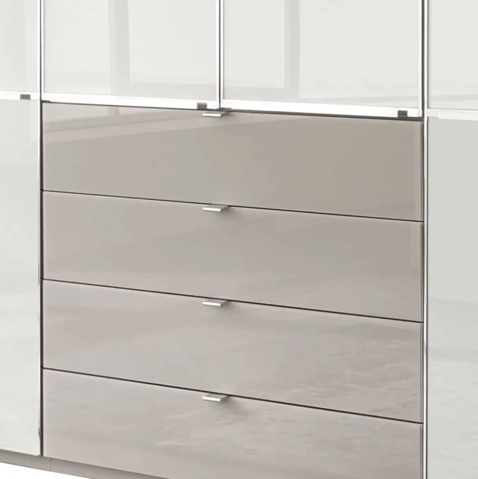 296 cm Kleiderschrank mit Glas in Weiß - Pascan