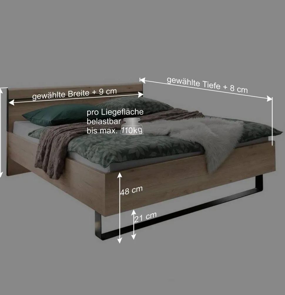 4 Längen Doppelbett mit Beleuchtung LED - Licruva II