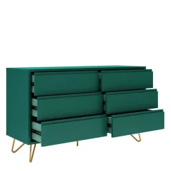 6 Schubladen Kommode in Grün & Gold - Ricriava