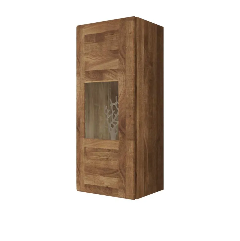 1 türiger Vitrine Vaskov aus Wildeiche Massivholz