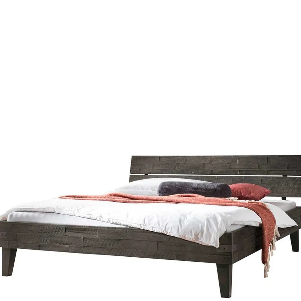 Akazienholz Bett in Grau - Friedel