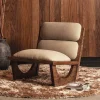 Akazienholz Sessel in Beige Boucle - Uriscano