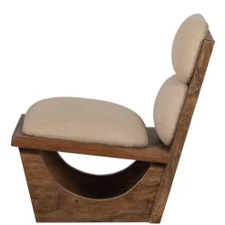Akazienholz Sessel in Beige Boucle - Uriscano