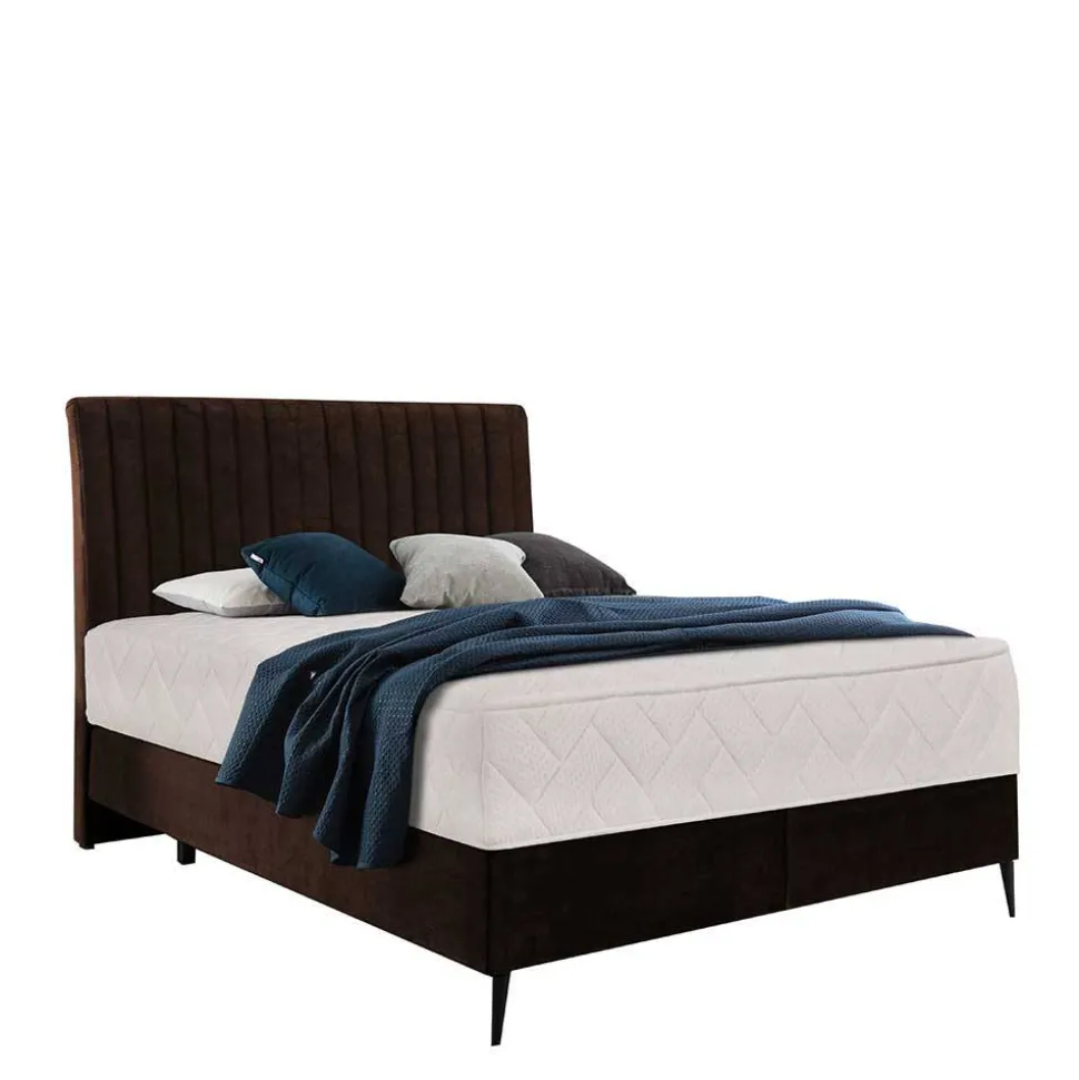 Amerikanisches Bett - Boxspring - in Dunkelbraun - Pianona