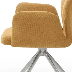 Armlehnen Polsterstuhl in Gelb Strukturstoff - Akos