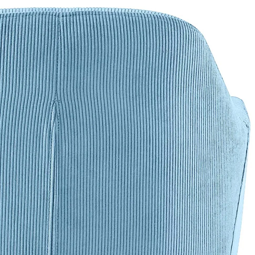 Armlehnenstuhl mit Cord in Hellblau - Vacca (2er Set)