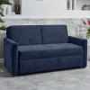 Ausklappbare Bettcouch in Blau Stoff - Jeen