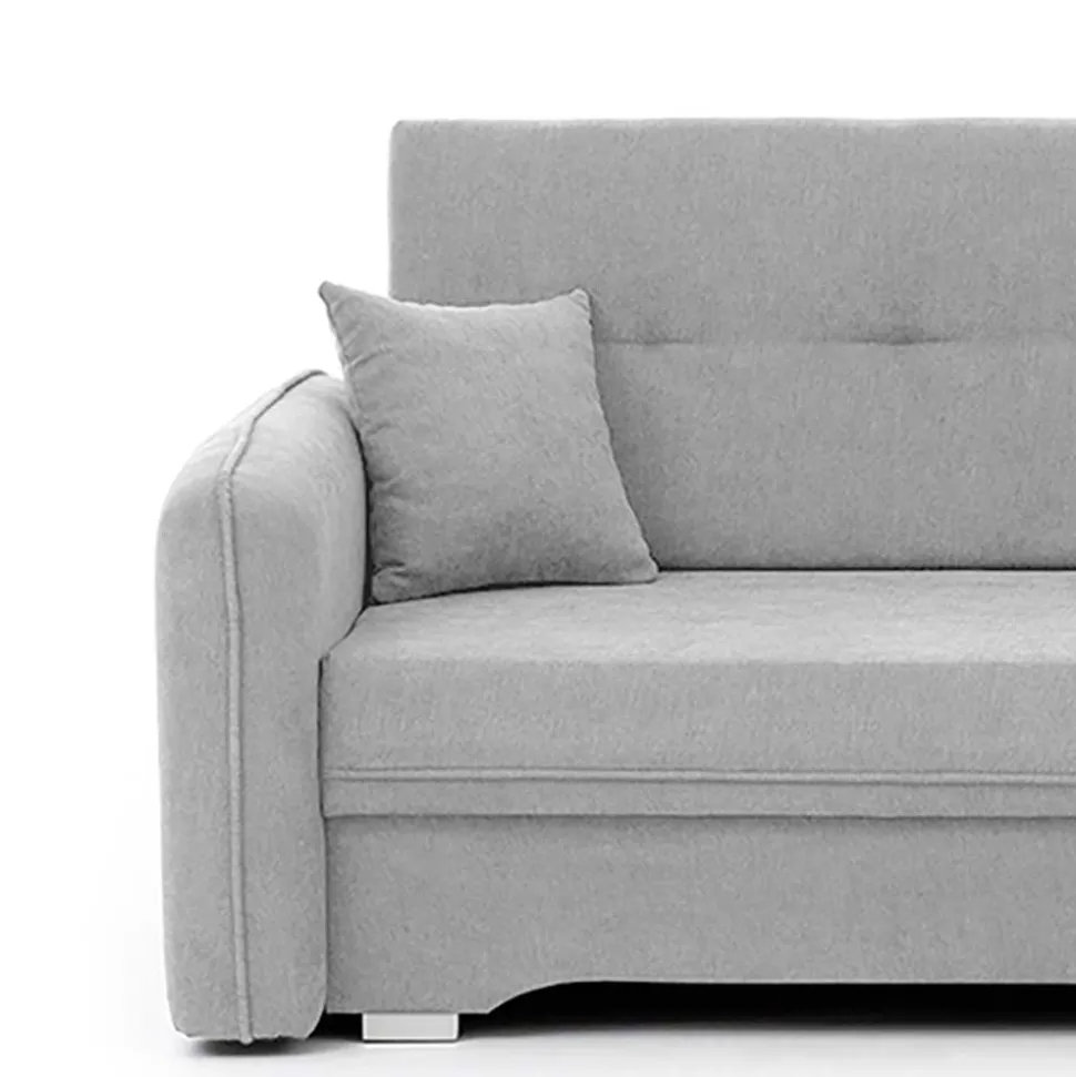 Ausklappbare Couch in Hellgrau Veloursbezug - Kidur