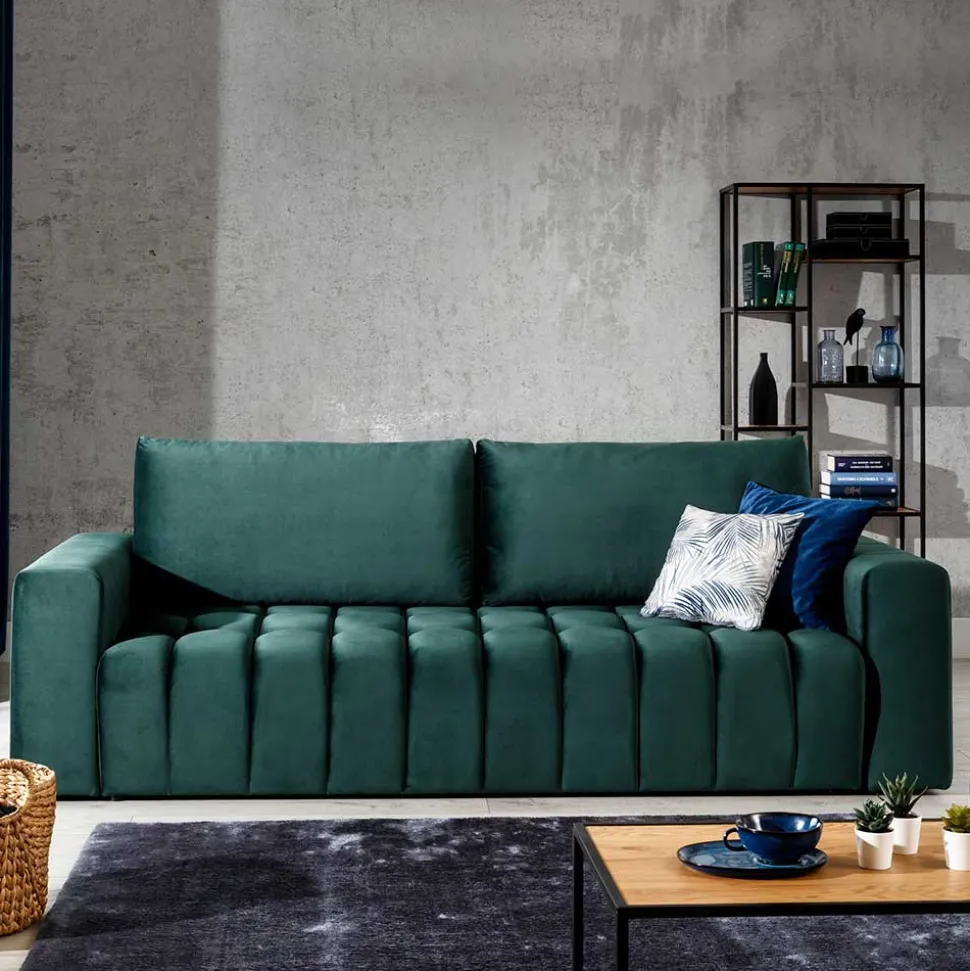 Ausklappbares Sofa in Grün Samt - Olenka
