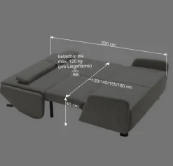 Ausziehsofa in Grau Stoff - Vergoma