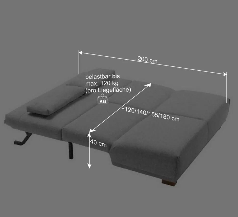 Ausziehsofa in Petrol & Eiche - Olzaia