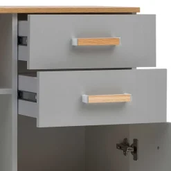 Bad Highboard in Platingrau und Eiche - Nienzo