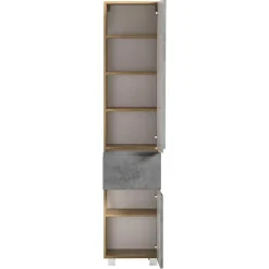Bad Hochschrank in Beton & Holz Dekor - Mia