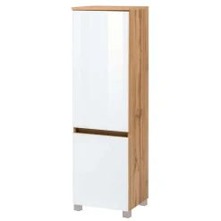 Bad Midischrank in Weiß Glas & Wildeiche - Vrendina