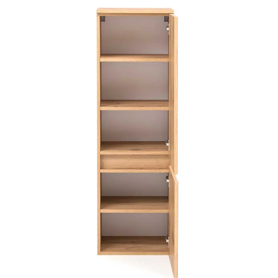 Bad Midischrank in Weiß Glas & Wildeiche - Vrendina