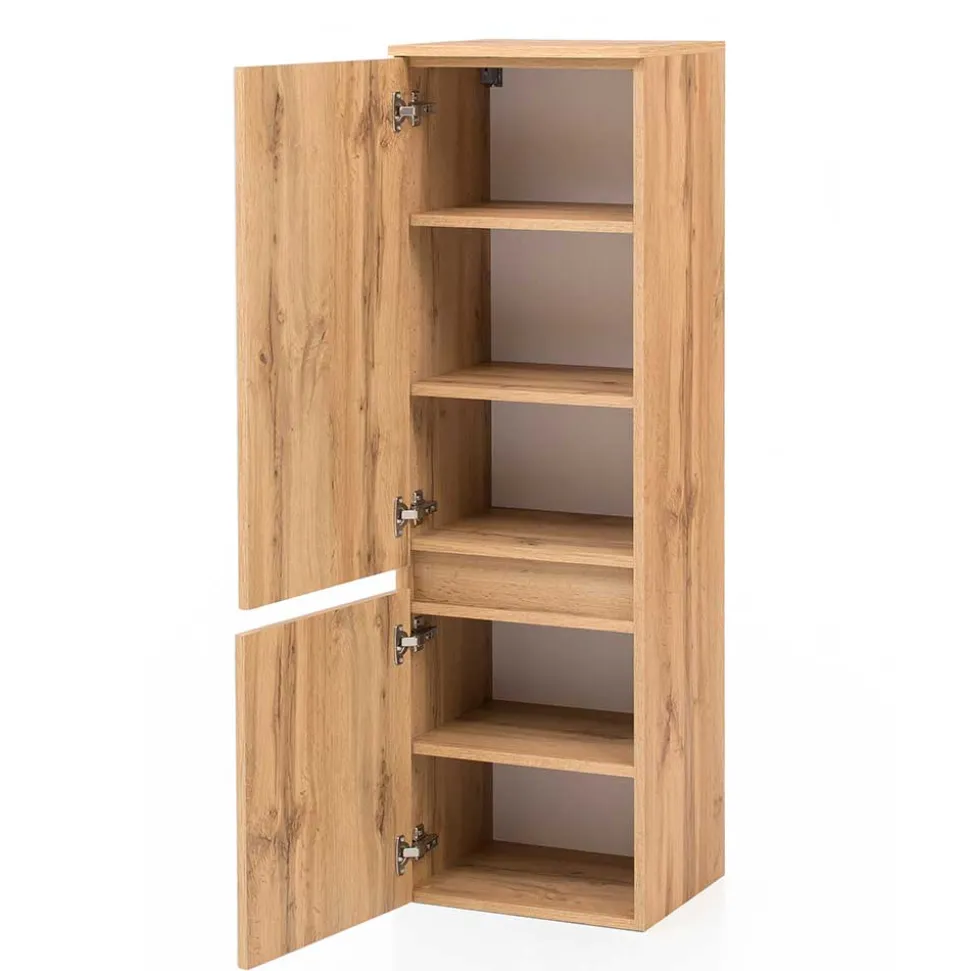 Bad Midischrank in Weiß Glas & Wildeiche - Vrendina
