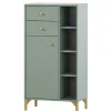 Badezimmer Highboard in Graugrün & Gold - Vilatata