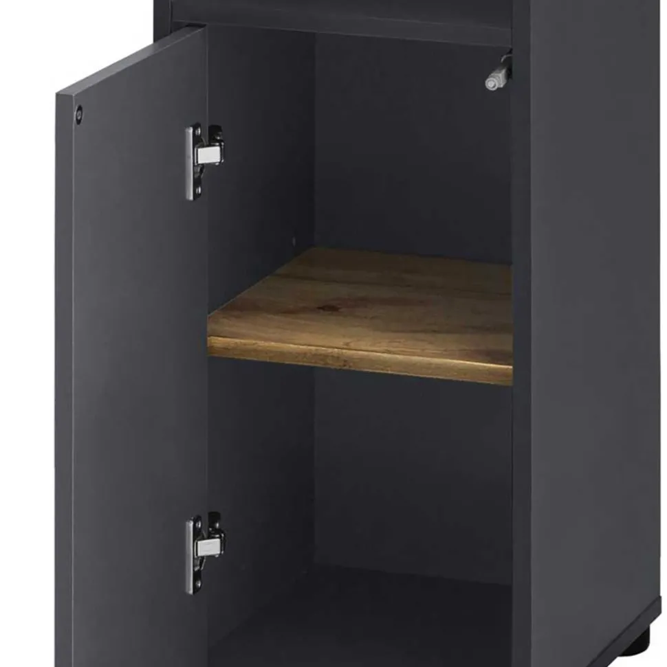 Badezimmer Hochschrank in Anthrazit mit Wildeiche - Rigori