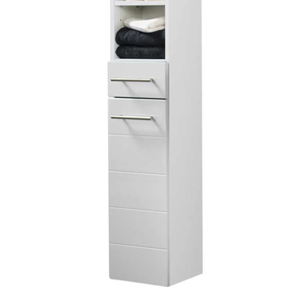 Badezimmer Hochschrank Veverino in Hochglanz Weiß