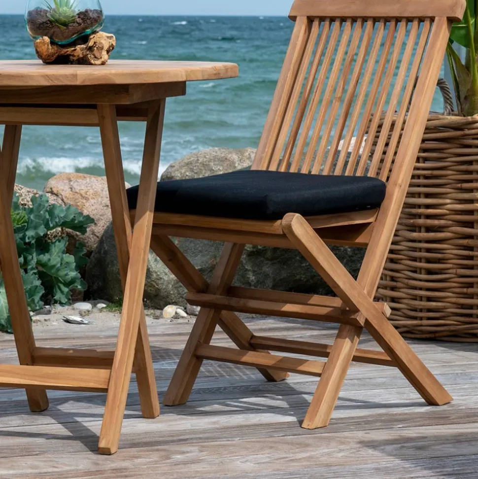Balkon Tischgruppe aus Teak Massivholz - Senvelita (dreiteilig)