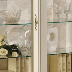 Barock Design Vitrine in Weiß & Gold - Iviada