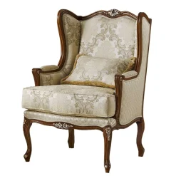 Barock Sessel in Beige und Creme gemustert - Ranaria