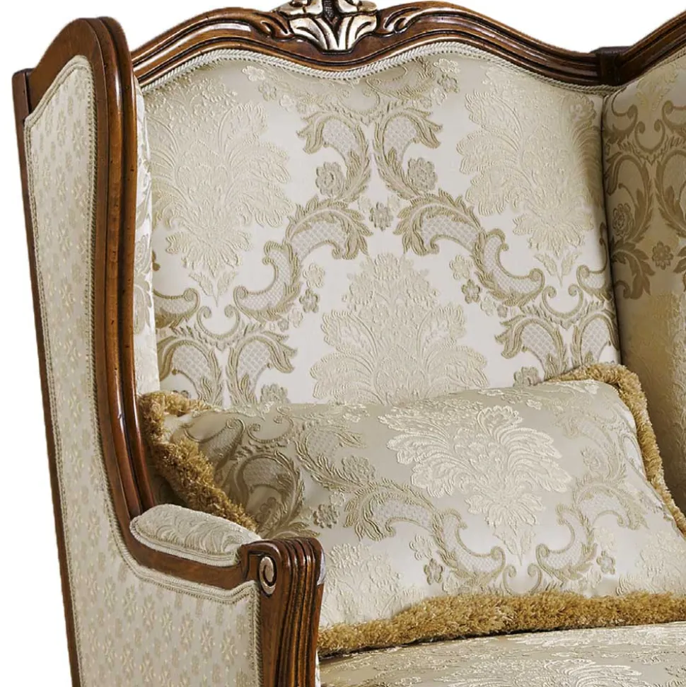 Barock Sessel in Beige und Creme gemustert - Ranaria
