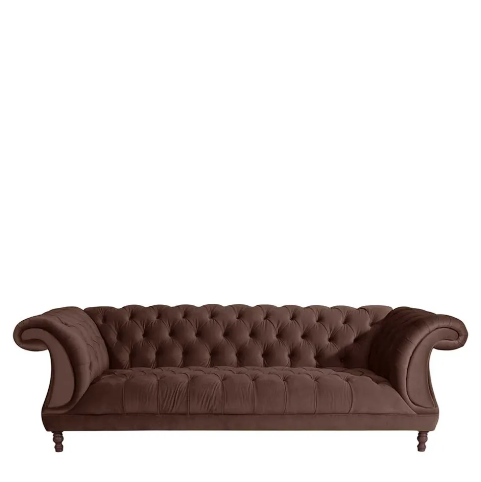 Barock Style Sofa in Braun Samtvelours - Exados