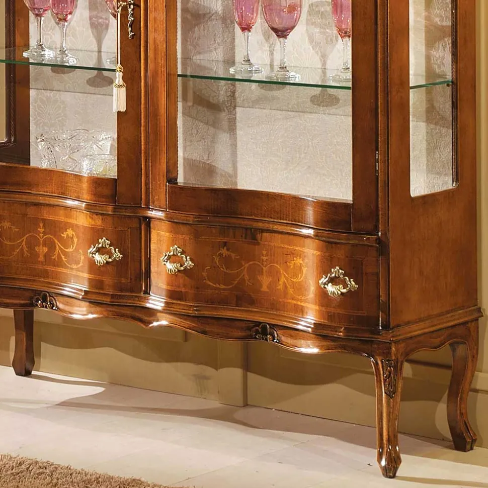 Barock Vitrine 2-türig Agosto mit Nussbaum Furnier