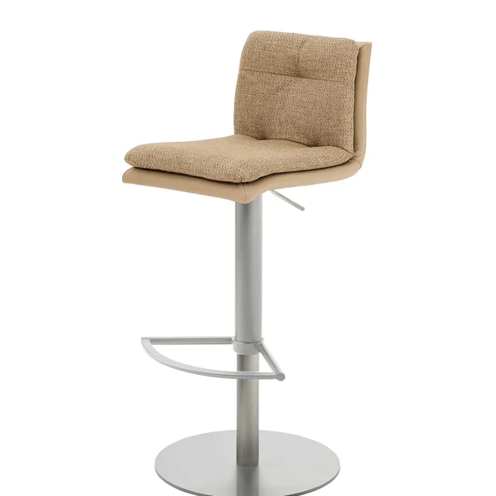Barstuhl in Beige Stoff und Microfaser - Kenzy