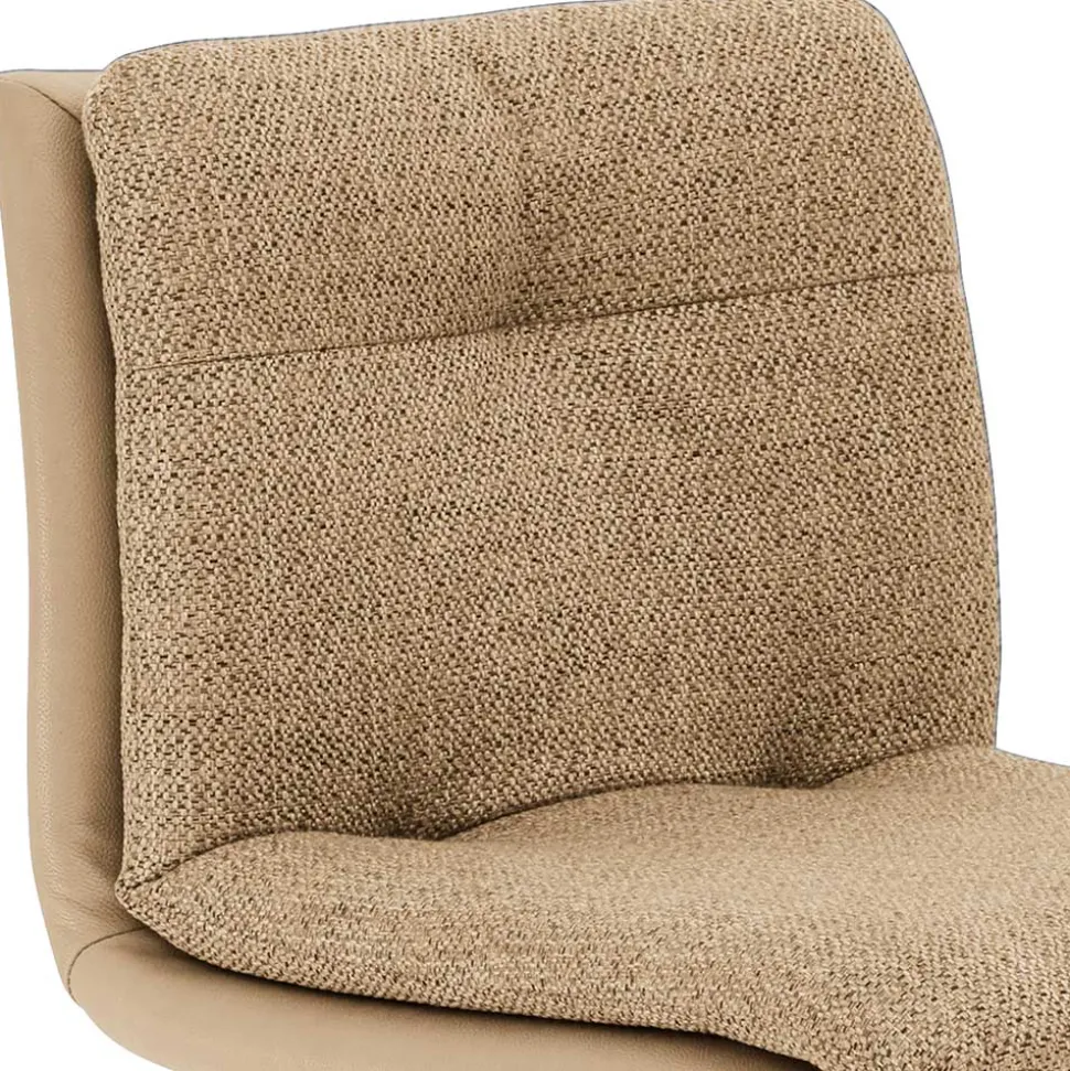 Barstuhl in Beige Stoff und Microfaser - Kenzy
