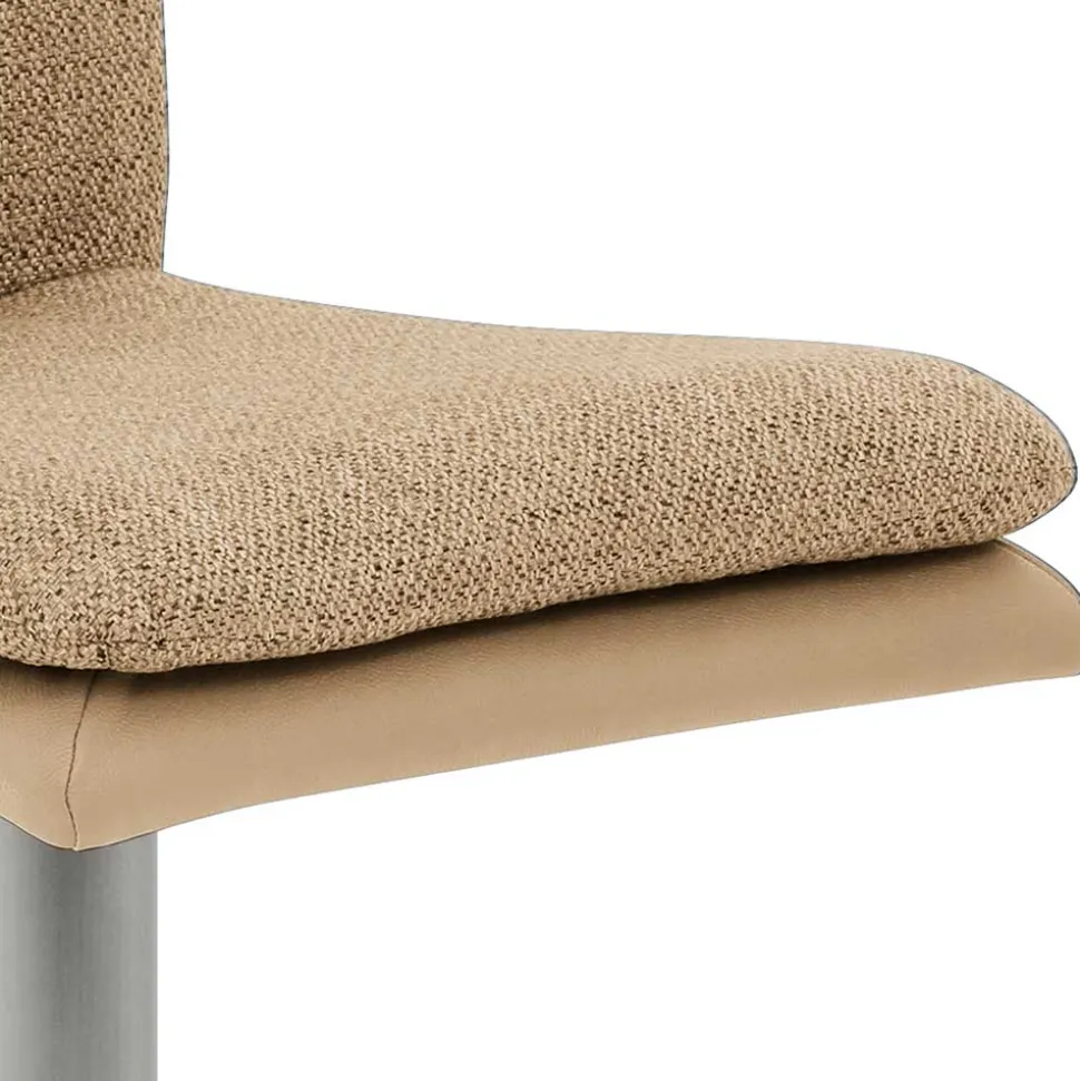 Barstuhl in Beige Stoff und Microfaser - Kenzy