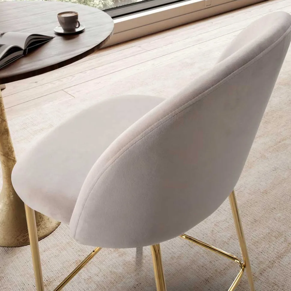 Barstuhl in Beige und Gold - Furcios (2er Set)