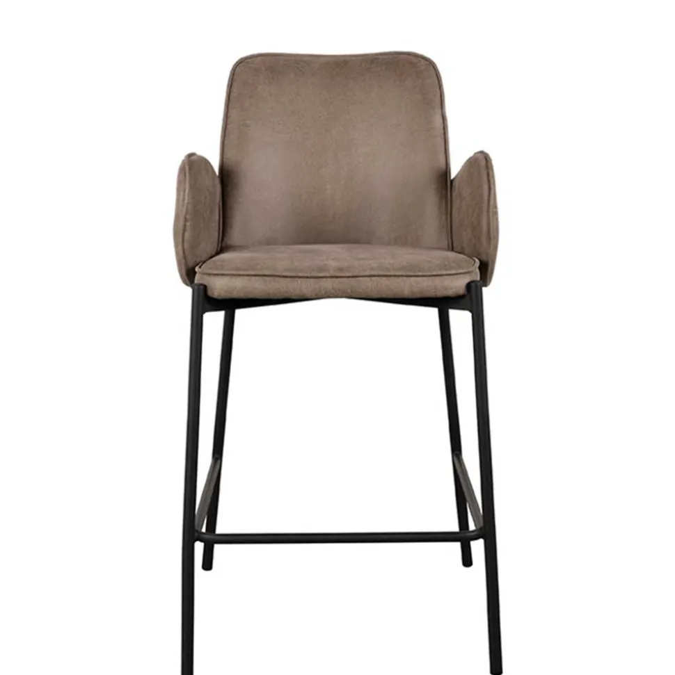 Barstuhl in Taupe Microfaser - Ziris (2er Set)